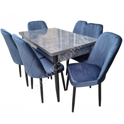 Комплект для столовой 80x130/170 см, luanda, с 6 стульями